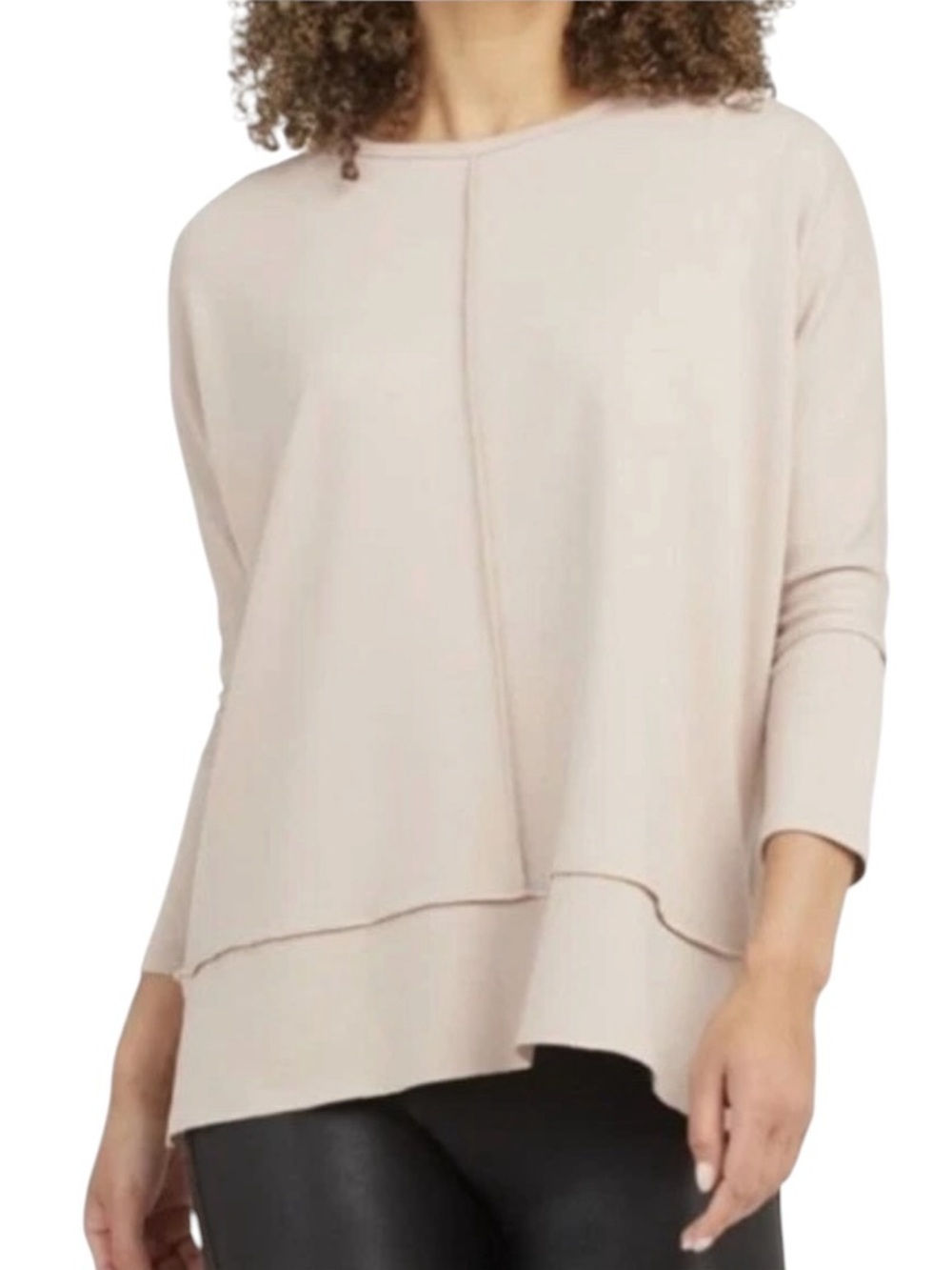 NWT Spanx Perfect Length Dolman Sweatshirt in a neutral beige size XL small snag